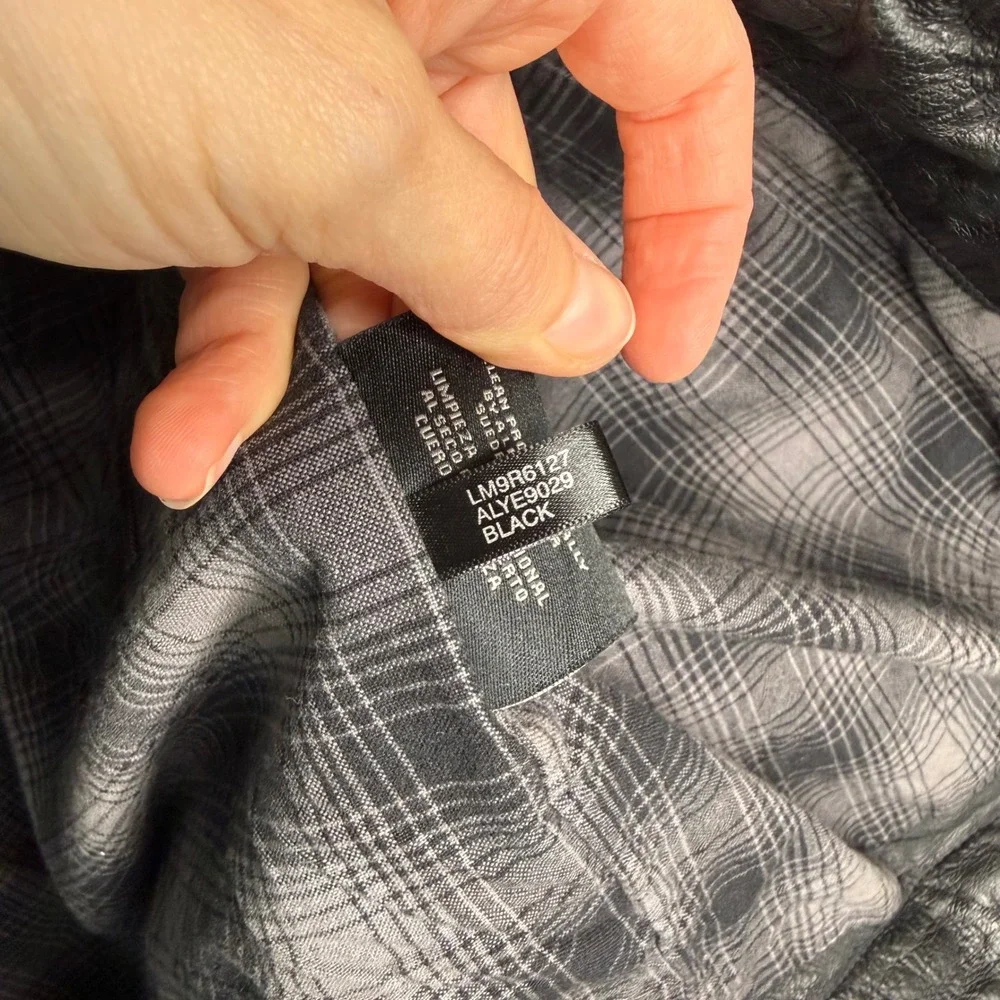 BB Levi's Capital E 2000's Cafe‎ Motorcycle Flannel Plaid Lined Leather Jacket L